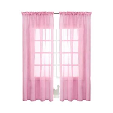 Imagem de Cortina De Terylene Em Cor Sólida 2 Peças Tela Transparente Para Decor