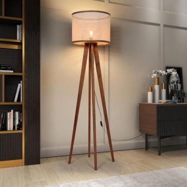 Imagem de Luminária De Chão Madri Cúpula Indiana Pés De Madeira Maciça - Mobigu,