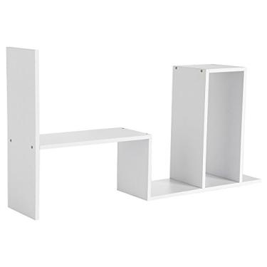 Imagem de AYNEFY Organizador de Prateleiras de Mesa, Mesa de Ajuste de Várias Camadas Rack de Armazenamento Estante de Canto Grande Espaço Expositores de Placa de Densidade Resistente para Quarto (Branca)