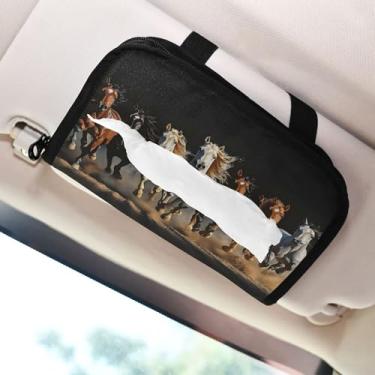 Imagem de SEHANY Suporte de lenços de carro Majestic Horse, caixa de lenços para carro, viseira solar, porta-guardanapos retangular, dispensador de máscara de carro, caixa de lenços de papel para automóveis
