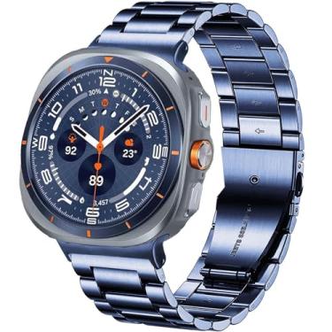 Imagem de DEALELE Pulseiras de substituição compatíveis com Samsung Galaxy Watch Ultra de 47 mm (2025/2024), aço inoxidável sólido para Galaxy Watch Ultra 2/7 Ultra de 47 mm (2025/2024), azul