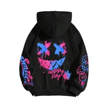 Imagem de Moletom Oversize Feminino Com Estampa De Grafite, Estilo Street Hip Ho