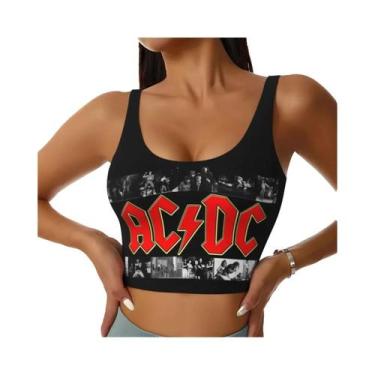 Imagem de Top De Fitness Retro Rock AC/DC Para Mulheres, Regata Sexy De Música H