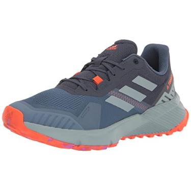 Imagem de adidas Tênis de corrida masculino Terrex Soulstride Trail, Wonder Steel/Magic Grey Metallic/Impact Orange, 44