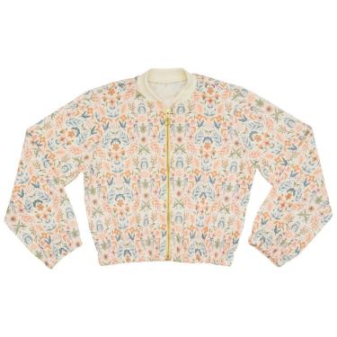 Imagem de Jaqueta Juvenil Look Jeans Bomber Floral Creme - UNICA - 6-Feminino