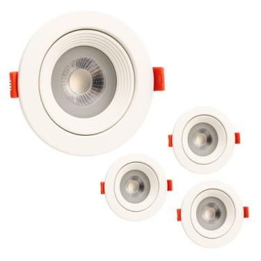 Imagem de Kit 4 Spot Redondo LED 6500K 12W Branco-Frio Direcionável Embutir Alta