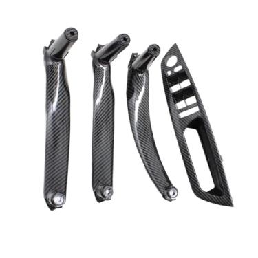 Imagem de Lhd rhd bege preto carro dianteiro motorista assento braço interior maçaneta da porta painel interno puxar guarnição capa compatível com bmw x5 x6 e70 e71 e72(RHD Set Carbon Fiber)