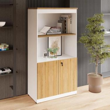 Imagem de Estante Armário 160cm para Escritório com 2 Portas Puxadores Cava Corp