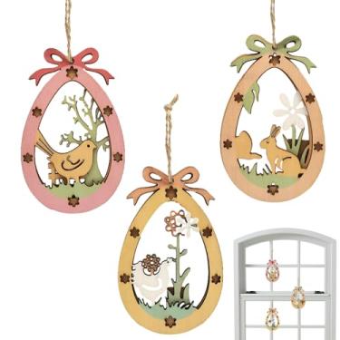 Imagem de Ornamentos de letreiro de Páscoa, 3 peças de decorações de festival de primavera, pingentes de festa de primavera de Páscoa, para pátio, casa, quinta, escola, escritório, varanda, sala de estar