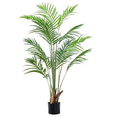 Imagem de SLGGPJBU Plantas falsas planta artificial grande palmeira artificial com vaso planta falsa folha de plástico tropical para casa jardim sala de estar decoração plantas artificiais interior ao ar livre