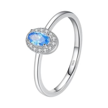 Imagem de Anel Oval De Zircônia Arco-Íris Em Prata Esterlina 925 Para Mulheres, 