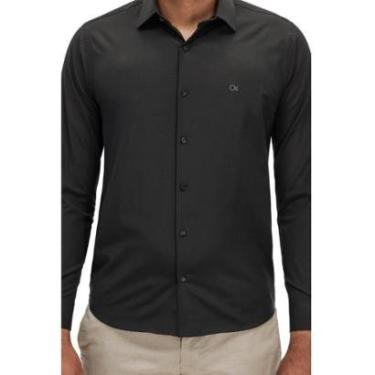 Imagem de Camisa Manga Longa Essencial Slim Masculina Ogochi 001520072 Preta-Masculino