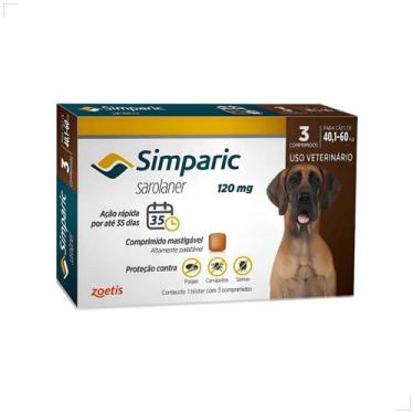 Imagem de Zoetis Simparic 120mg 3 Comprimidos Cães 40.1 A 60 Kg Antipulgas e Car