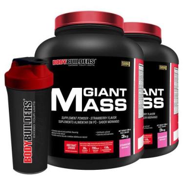 Imagem de Kit 2x Giant Mass 3kg + Coqueteleira - Bodybuilders, Morango
