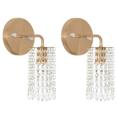 Imagem de Kit 2 Arandelas Cristal Acril. Clearcrillic Redonda Cobre - MARRYLUZ