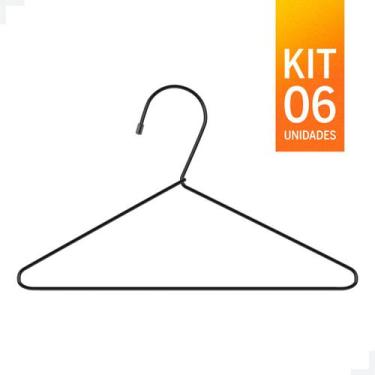 Imagem de Cabide Pequeno Preto Kit com 6 unidades - VIRTU SHOP MIX-SP-MAGALU