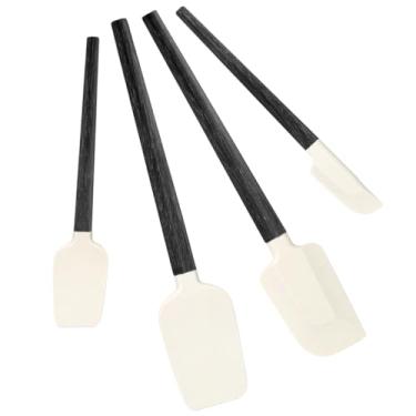 Imagem de Conjunto de espátulas de silicone preto, espátula de borracha de grau alimentício - 4 peças de espátulas de borracha antiaderente, colher, raspador de pote para cozinhar, assar, misturar, glacê -