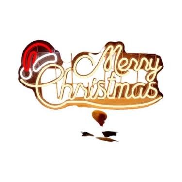 Imagem de Letreiro Neon LED Colorido De Feliz Natal Com Plugue USB Para Decoraçã