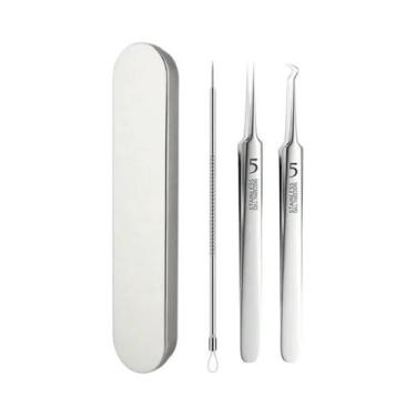 Imagem de Kit De Remoção De Cravos Em Aço Inoxidável Preto Com Pinça E Agulha, F