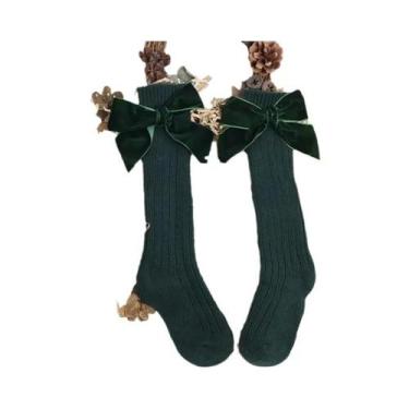 Imagem de Meias De Natal Para Meninas, Até O Joelho, Em Algodão, Com Laço, Aquec