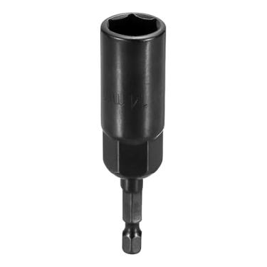 Imagem de HARFINGTON Broca de chave de porca soquete métrico de 14 mm haste sextavada de 1/10.2 cm (3,15" (80 mm) soquetes de 6 pontos extralongos conjuntos de parafusos de aço Cr-V de troca rápida para