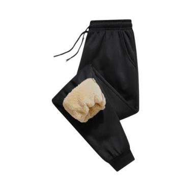 Imagem de Calças De Moletom Masculinas Casuais Com Forro Grosso, Quentes Para Ou