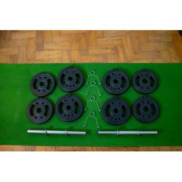 Imagem de Kit Kenkorp 2 Barras 40cm 4 Anilhas 1kg 4 Anilhas 2kg  12kg TREINE EM 