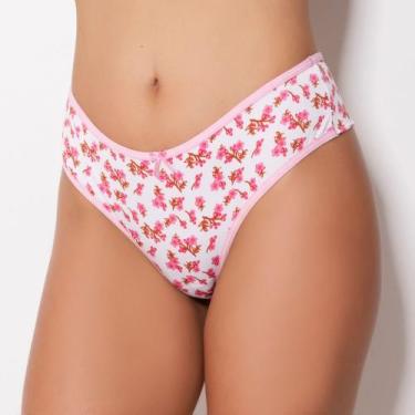 Imagem de Tanga Fio Duplo em Microfibra Cor:Viés Rosa Hera/FloralTamanho:M - Kit
