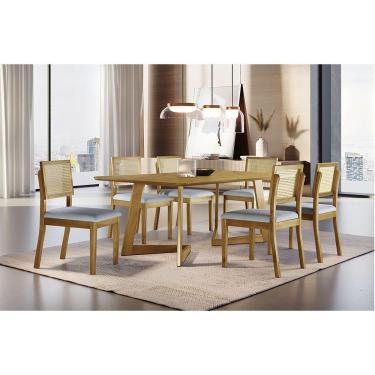 Imagem de Sala De Jantar Com 6 Lugares Mesa E Cadeiras Móveis Mix Cinamomo/cinza Prata