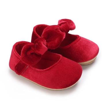 Imagem de Sapatos Princesa Com Laço Vermelho Para Bebês Meninas, Antiderrapantes