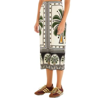 Imagem de Saia Midi Reta Farm Rio Jardim Tropical-Feminino