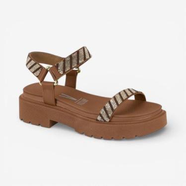 Imagem de Sandália Vizzano Papete Plataforma Com Strass Marrom, Mocca, 36