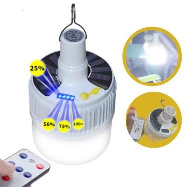 Imagem de Luminária Lâmpada Painel Solar LED Recarregável com Controle Lampião A