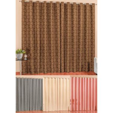 Imagem de cortina sala semi blackout prime tabaco perciana luxo blecaute 3m teci