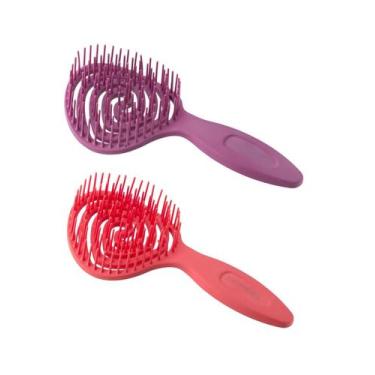 Imagem de Kit 2 Escova De Cabelo Flexível Pirulito Com Cheirinho Morango e Uva P