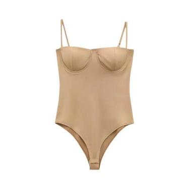 Imagem de Camisola De Cetim Feminina Com Alças Finas, Sem Costas, Lingerie Bodyc