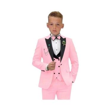 Imagem de Terno Slim Fit Verde Matcha Para Meninos, 3 Peças, Com Lapela Pontiagu