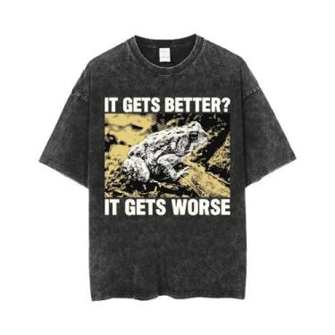 Imagem de Camiseta Masculina Oversized Com Estampa De Sapo Engraçado, Estilo Jap