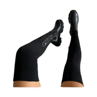 Imagem de Botas Femininas plus Size De Cano Alto Com Sola Grossa, Respiráveis, D