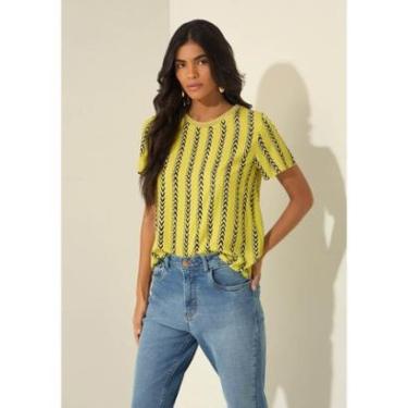 Imagem de Blusa De Mangas Curtas Estampada Em Viscose Responsável-Feminino