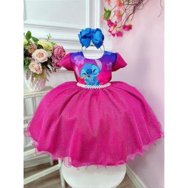 Imagem de Vestido Infantil Pink e Azul com Glitter para Festas - Tamanhos Variad