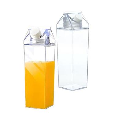 Imagem de Garrafa Acrílico Para Leite Suco Água Caixa Quadrada 500ml - Haüskraft