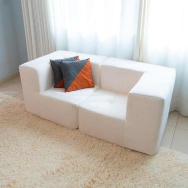 Imagem de Sofá Modular 2 Lugares Com 2 Braços Inflow Bouclé Bege Linho Vem Na Ca