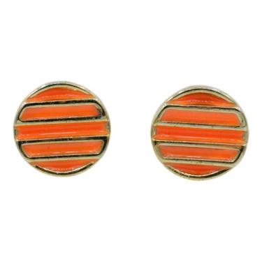 Imagem de Brinco Banhado a Ouro Redondo Resina Colorido Akasaki BC2825, Laranja