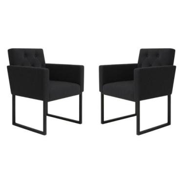 Imagem de Kit 2 Poltronas Decorativas Reforçada Recepção Base Ferro - Móveis Maf