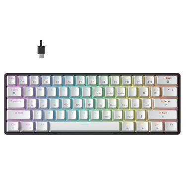Imagem de Teclado Mecânico Gamer Force One Atlas 60%, RGB, Switch Huano Red - Branco - Único - Unissex-Unissex