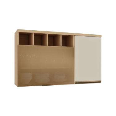 Imagem de Armario Aereo 2 Portas 120cm com vidro Reflecta Brise Luciane Moveis