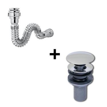 Imagem de Kit Lopazzi Válvula Inox + Sifão Inox para Cuba Pia Lavatório Banheiro