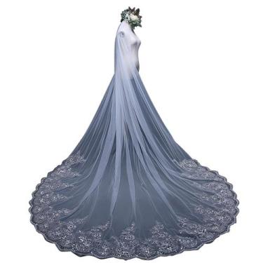 Imagem de Véu De Noiva Longo Casamento Mantilha Vestido Noiva 3 Mt - - anjo da m
