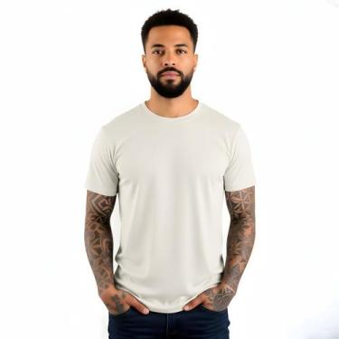 Imagem de Camiseta Masculina Lisa Off White Premium  Básica, Confortável e Versá